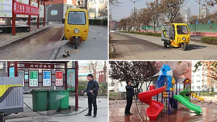 Full Electric Street Washing Tricycle working mode