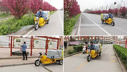 Electric high pressure street washing tricycle working mode