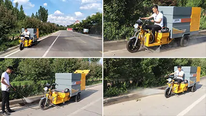 Small Road Pressure Washer Tricycle working mode