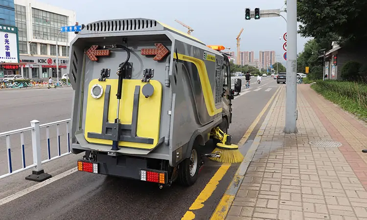 Pure electric washing and sweeping vehicle clear auxiliary road