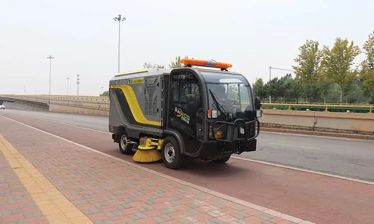 Pure electric vehicle washing and sweeping sidewalk cleaning operation
