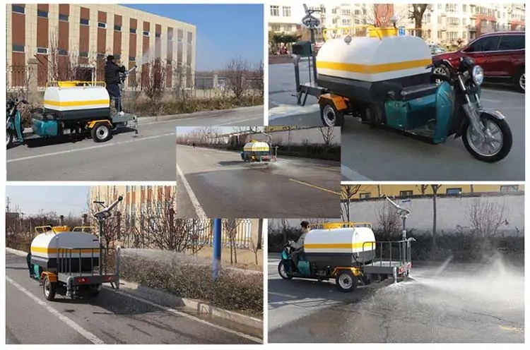 Electric sanitation three-wheeled water truck,