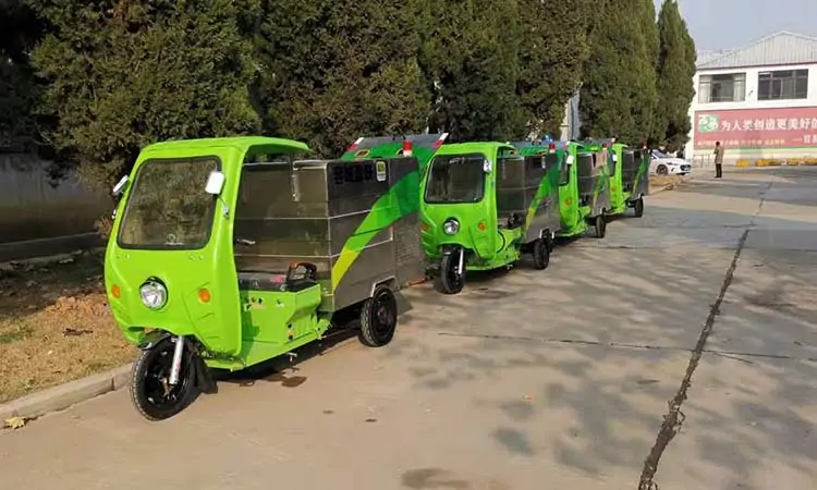 Sanitation company introduced a small street washer vehicle