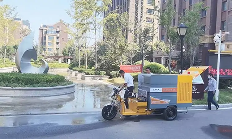 Street Washers Tricycle Applied In The Property Community Cleaning Work