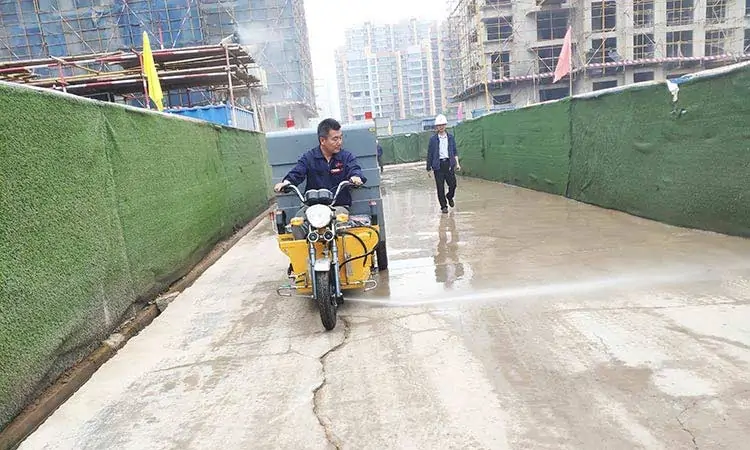 Three-wheel sanitation high-pressure washing vehicle road high-pressure water spraying operation