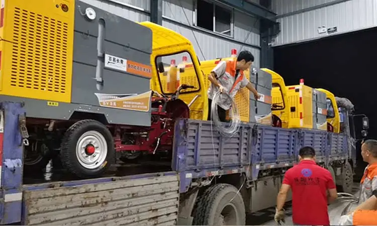 Zichuan Sanitation introduced a small  three-wheel street washer vehicle