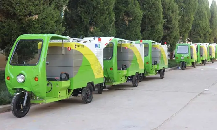 Tricycle electric high pressure road washing machine vehicle sent to Beijing