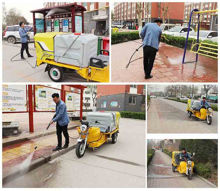 small electric three-wheel street washing trucks