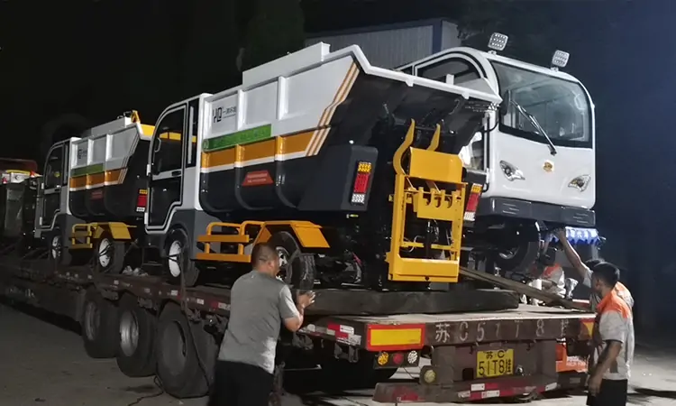 Small Electric Garbage Truck Is Loaded And Ready For Delivery