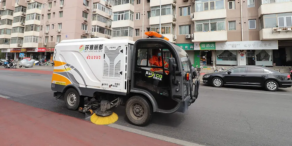 Small Pure Electric Street Sweeper Street Photography