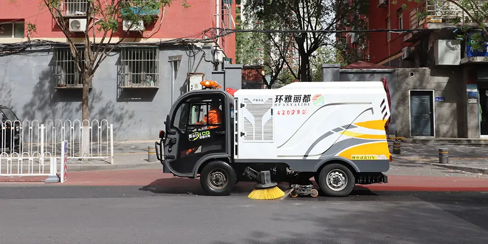Small Pure Electric Street Sweeper Street Photography