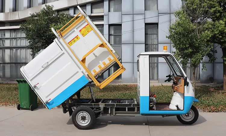 Garbage Collection Electric Tricycle,Electric Three-Wheel Hanging Bucket Garbage Truck