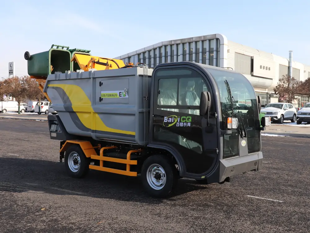 Small electric garbage truck, mini electric garbage truck, four-wheel sanitation electric garbage truck, small rear-loaded electric garbage truck