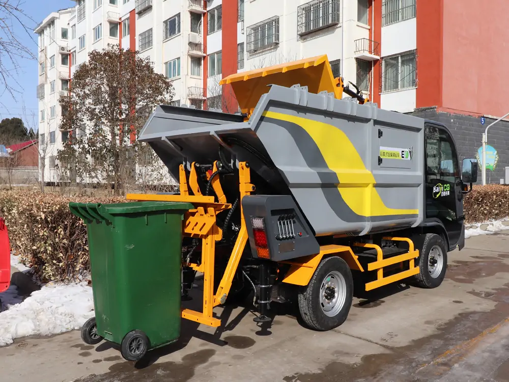 Small electric garbage truck, mini electric garbage truck, four-wheel sanitation electric garbage truck, small rear-loaded electric garbage truck